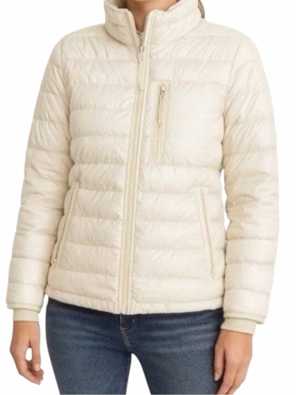 J.Crew Ivory Down Puffer Jacket Packable Lightweight Quilted Women’s M